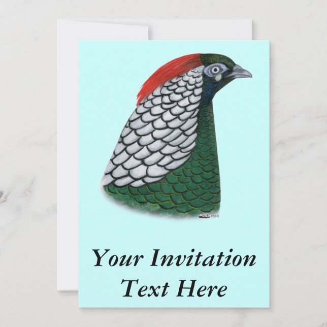 Pheasant:  Lady Amherst Head Invitation (Front)