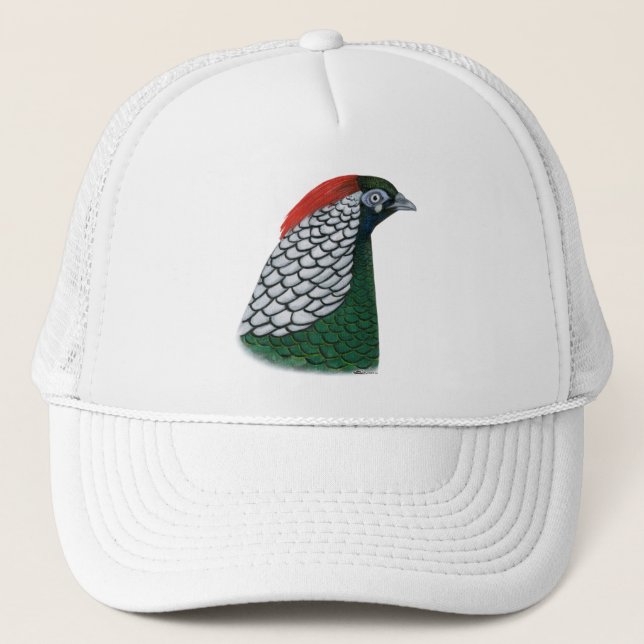 Pheasant:  Lady Amherst Head Trucker Hat (Front)