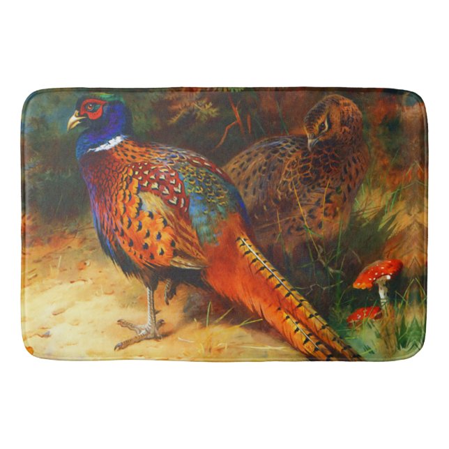 Pheasant Pair Large Bath Mat (Front)