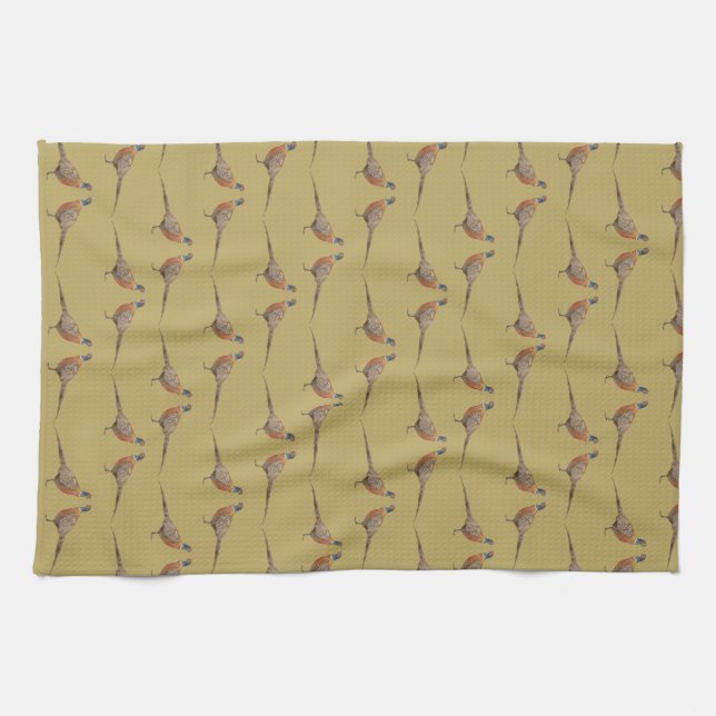 Pheasant pattern tea towel (Horizontal)