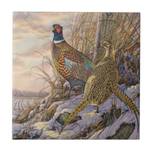 Pheasant Pillar Candle Flask Gift Box Ceramic Tile