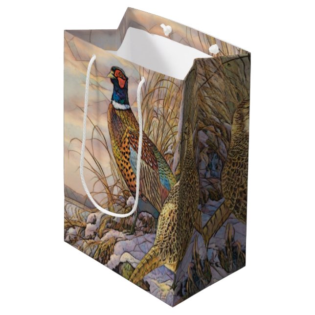 Pheasant Pillar Candle Flask Gift Box Ceramic Tile Medium Gift Bag (Front Angled)