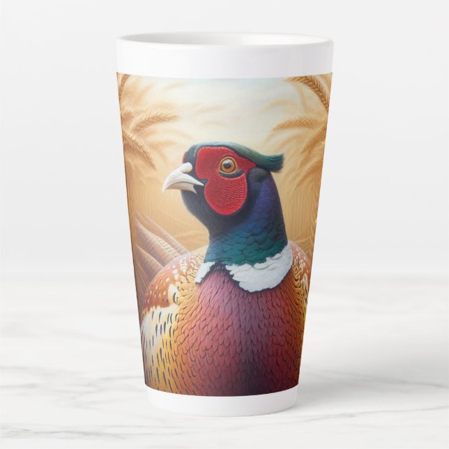 Pheasant Resting in a Golden Wheat Field  Latte Mug (Front)