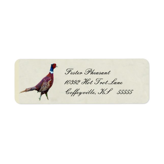 Pheasant Return Label Return Address Label (Front)