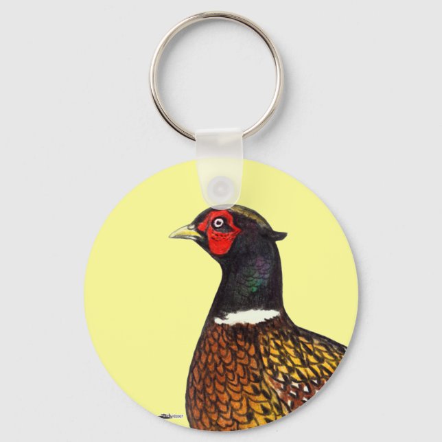 Pheasant:  Ringneck Head Key Ring (Front)