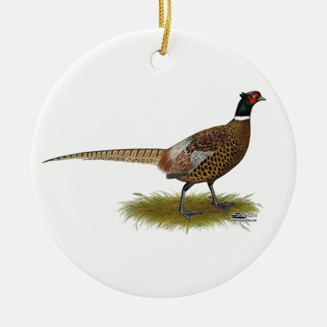 Pheasant Rooster Ceramic Tree Decoration (Front)