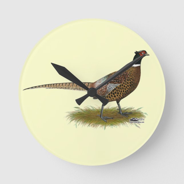 Pheasant Rooster Round Clock (Front)