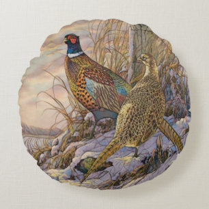 Pheasant round cushion
