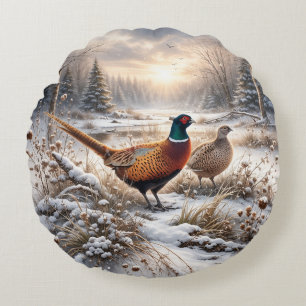 Pheasant round cushion