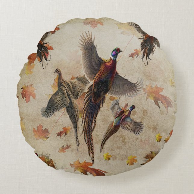 Pheasant  round cushion (Front)