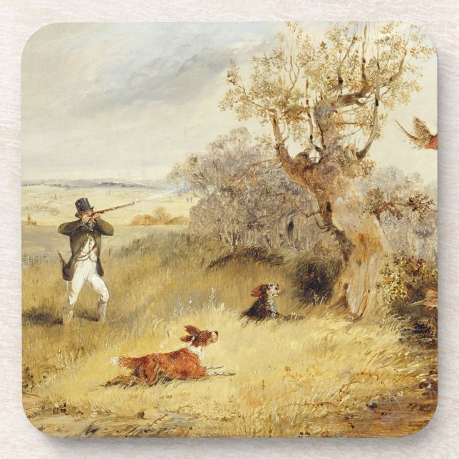 Pheasant Shooting (oil on canvas) 2 Coaster (Front)