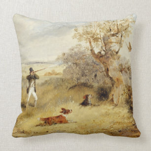 Pheasant Shooting (oil on canvas) 2 Cushion
