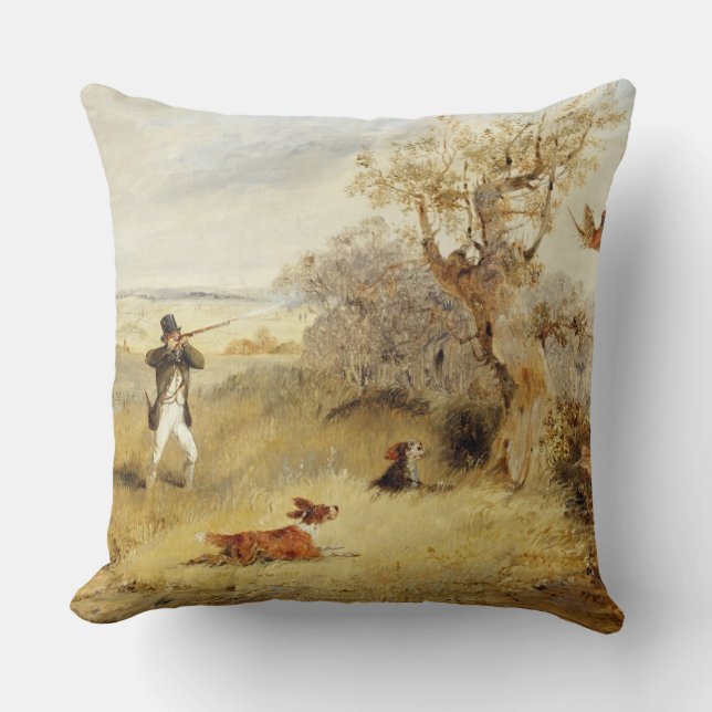 Pheasant Shooting (oil on canvas) 2 Cushion (Front)