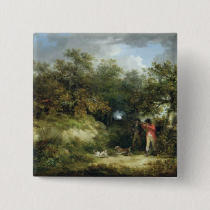 Pheasant Shooting (oil on canvas) 3 15 Cm Square Badge