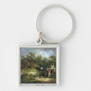 Pheasant Shooting (oil on canvas) 3 Key Ring