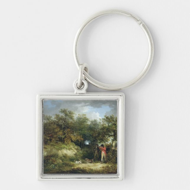 Pheasant Shooting (oil on canvas) 3 Key Ring (Front)