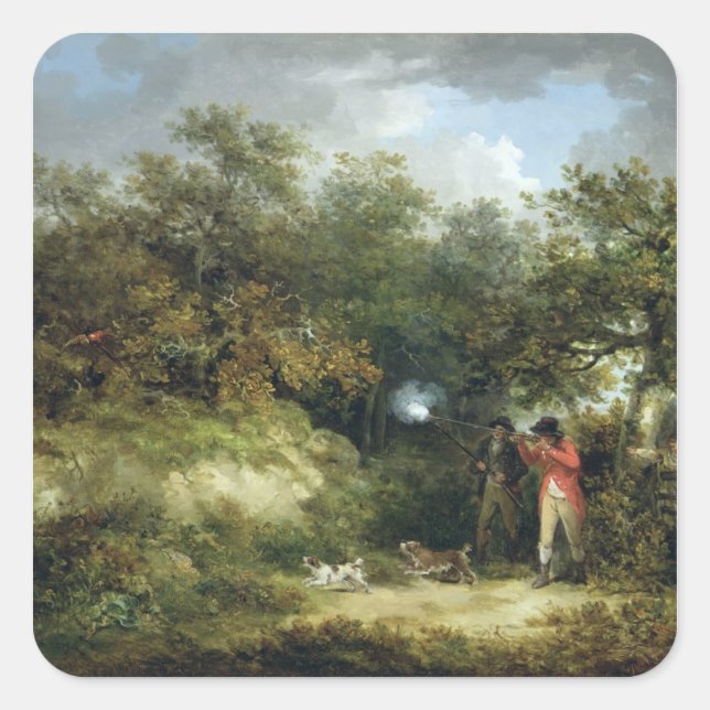 Pheasant Shooting (oil on canvas) 3 Square Sticker (Front)
