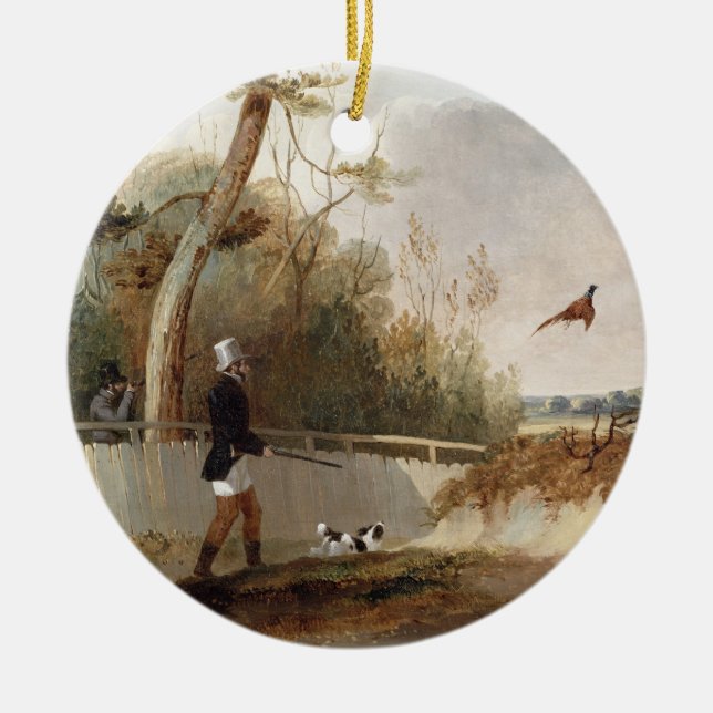 Pheasant Shooting (oil on canvas) Ceramic Tree Decoration (Front)