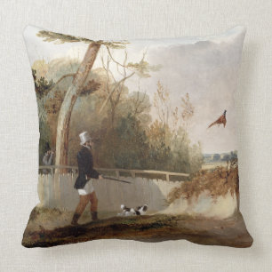 Pheasant Shooting (oil on canvas) Cushion