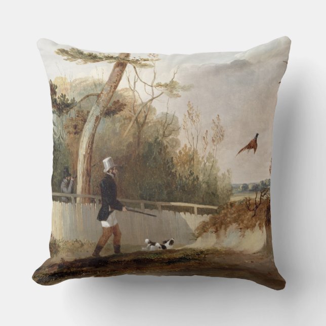 Pheasant Shooting (oil on canvas) Cushion (Front)