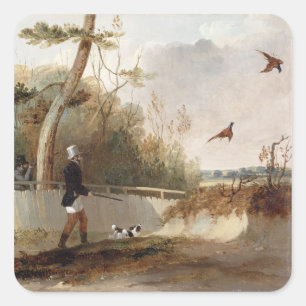 Pheasant Shooting (oil on canvas) Square Sticker