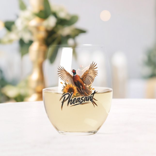 Pheasant  stemless wine glass (Insitu (Wedding))