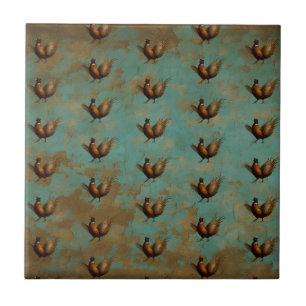 Pheasant strutting design  ceramic tile
