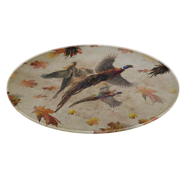 Pheasant  tapestry poster acrylic print triptych k cutting board (Corner)