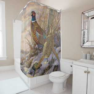 Pheasant Tapestry Poster Triptych Button Keychain Shower Curtain