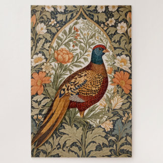 Pheasant Vintage Floral William Morris Inspired  Jigsaw Puzzle