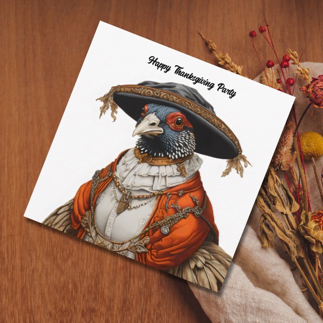 pheasant wearing pilgrim clothing invitation (Creator Uploaded)