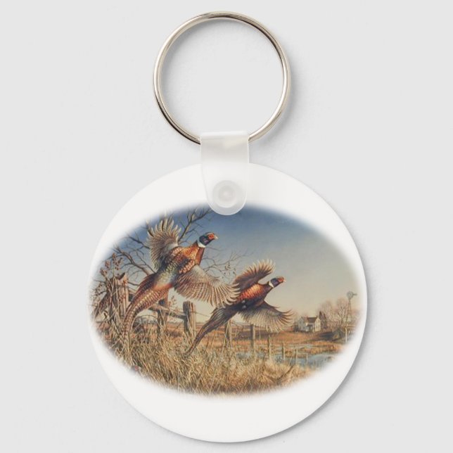 Pheasants Aloft - Great Hunting on the farm Key Ring (Front)