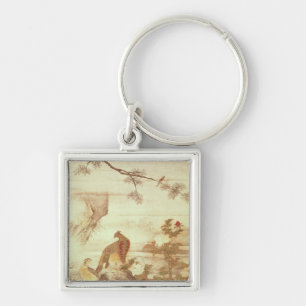 Pheasants and peonies, from a series of scrolls key ring