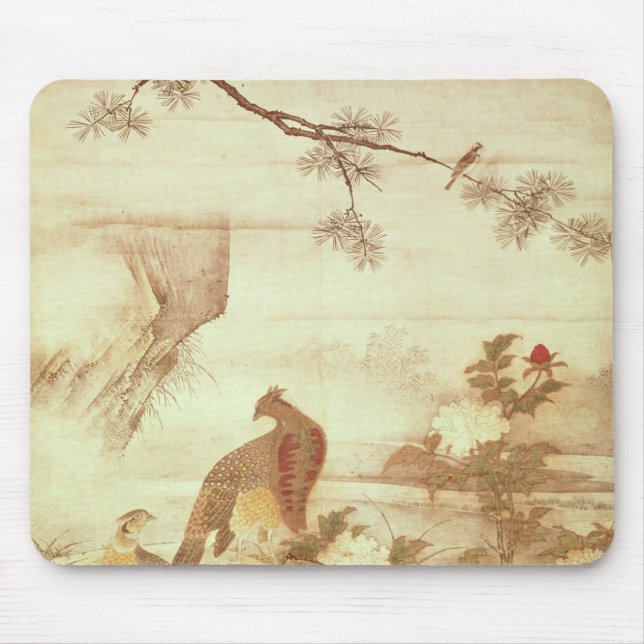 Pheasants and peonies, from a series of scrolls mouse pad (Front)