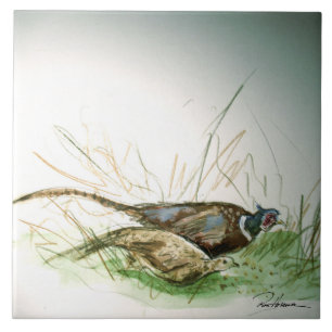 Pheasants . . . ceramic tile