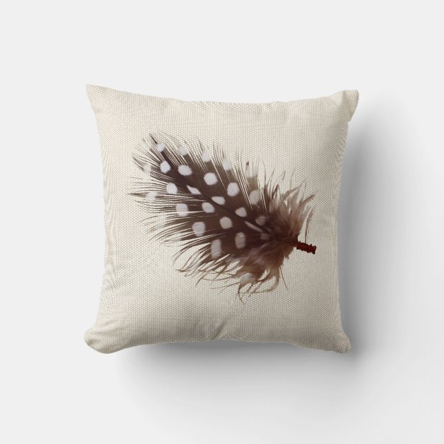 Pheasant's Feather Warm Neutral Pastel Beige Cushion (Front)