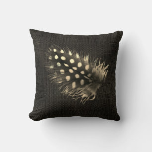 Pheasant's Feather Warm Sepia Black Beige Cushion