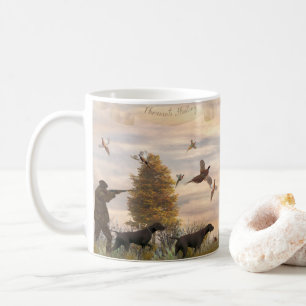 Pheasants Hunting with German Shorthaired Square Coffee Mug