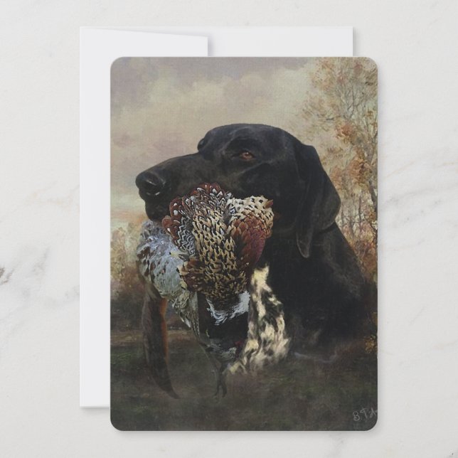 Pheasants Hunting with German Shorthaired Tapestry Invitation (Front)