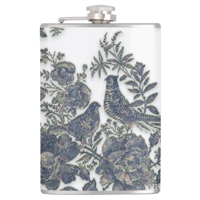 Pheasants in flowers    hip flask (Front)