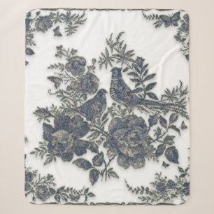 Pheasants in flowers sherpa blanket