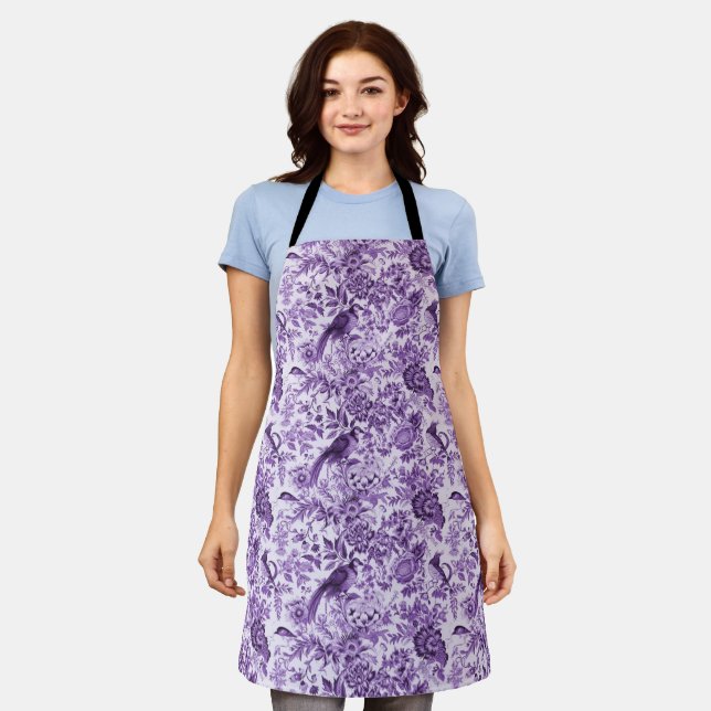 Pheasants in the Purple Garden French  Apron (Worn)