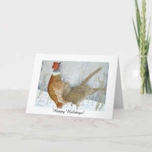 Pheasants in the snow (Happy Holidays!) Holiday Card