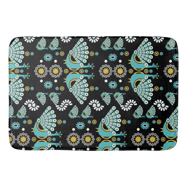  Pheasants Peacock Art Bath Mat (Front)