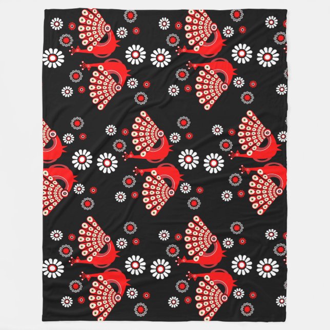  Pheasants Peacock Art Fleece Blanket (Front)