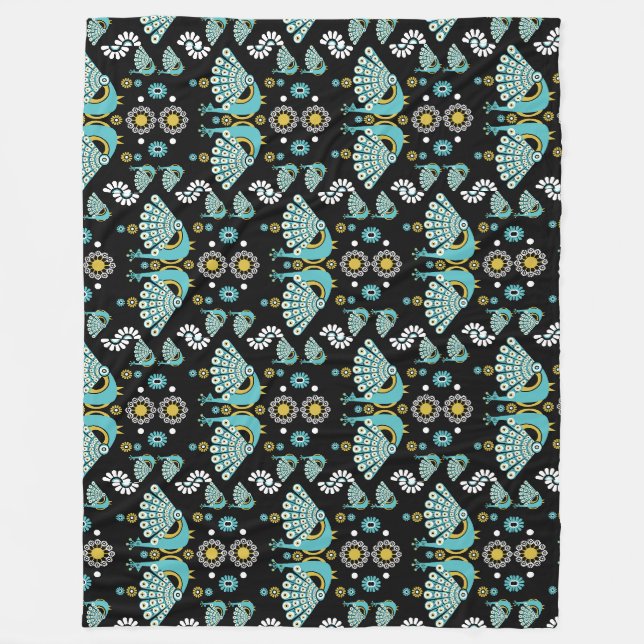  Pheasants Peacock Art Fleece Blanket (Front)