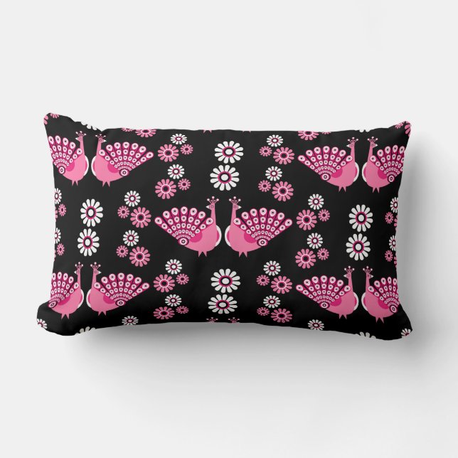  Pheasants Peacock Art Lumbar Cushion (Front)