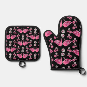 Pheasants Peacock Art Oven Mitt & Pot Holder Set