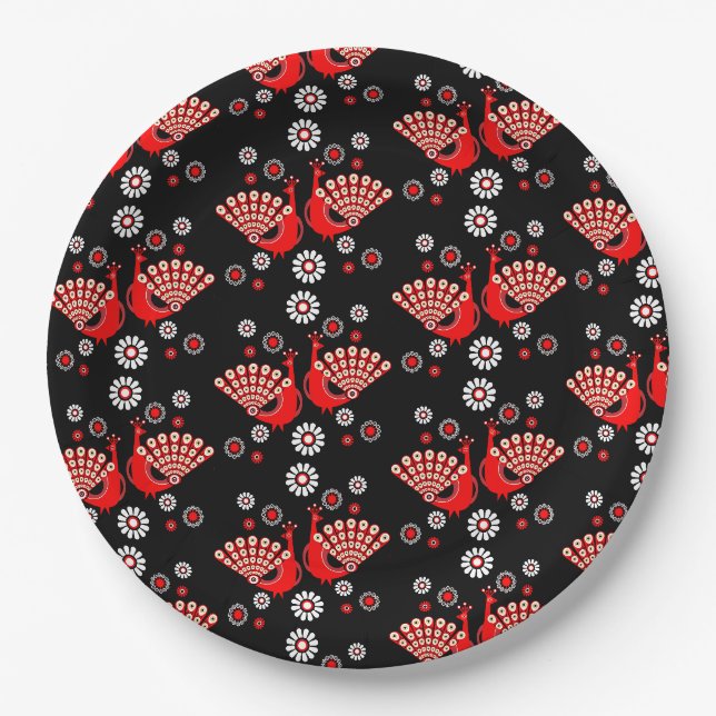  Pheasants Peacock Art Paper Plate (Front)