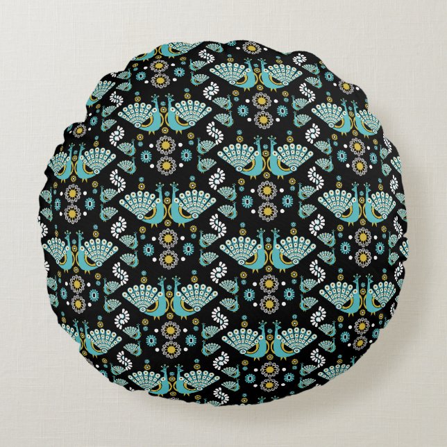  Pheasants Peacock Art Round Cushion (Front)
